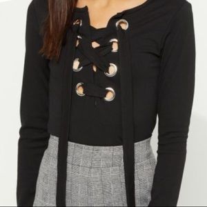 Women’s Black Lace Up Top